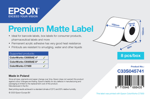 Bild von Epson Premium Matte Label - Continuous Roll: 102mm x 60m