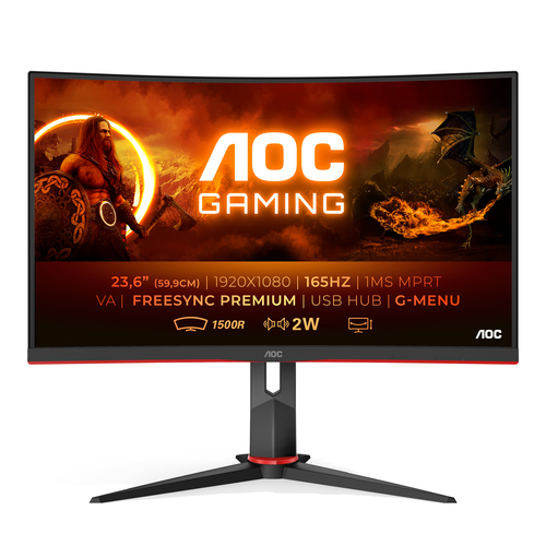Bild von AOC G2 C24G2U/BK Computerbildschirm 59,9 cm (23.6 Zoll) 1920 x 1080 Pixel Full HD LED Schwarz, Rot