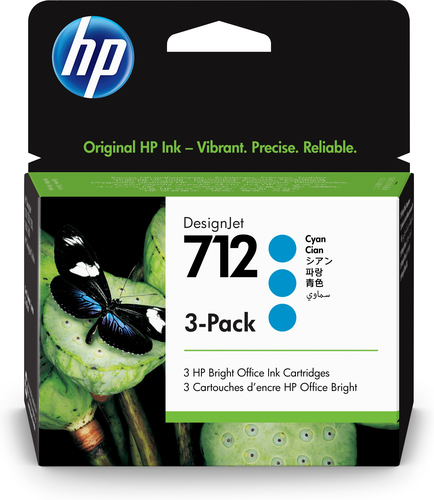 Bild von HP 712 3er-Pack Cyan DesignJet Druckerpatronen, 29 ml