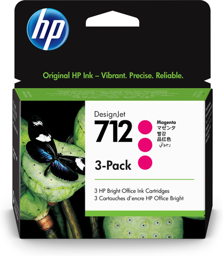 Bild von HP 712 3er-Pack Magenta DesignJet Druckerpatrone, 29 ml