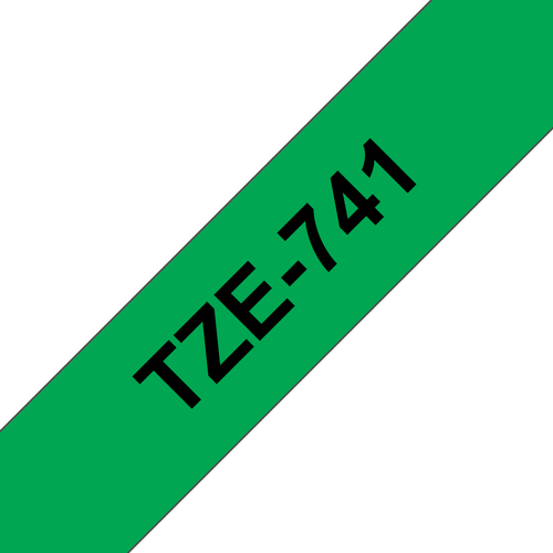Bild von Brother TZE-741 Etiketten erstellendes Band Schwarz auf grün TZ