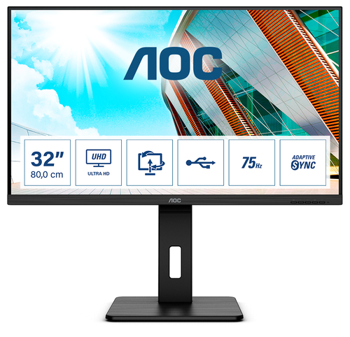 Bild von AOC P2 U32P2 Computerbildschirm 80 cm (31.5 Zoll) 3840 x 2160 Pixel 4K Ultra HD LED Schwarz