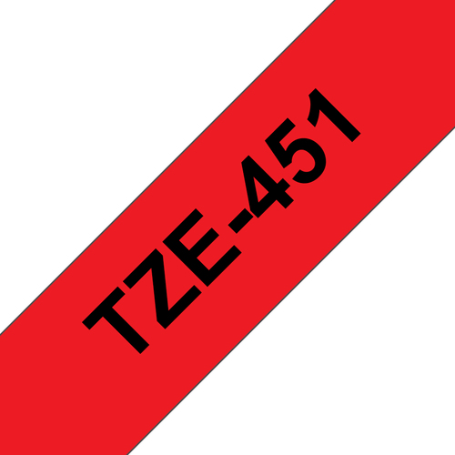 Bild von Brother TZE-451 Etiketten erstellendes Band Schwarz auf rot TZ