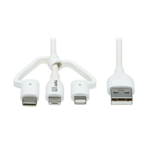 Bild von Tripp Lite M101AB-004-LMCW Handykabel Weiß 1,2 m USB A USB-C/micro-USB B/Lightning