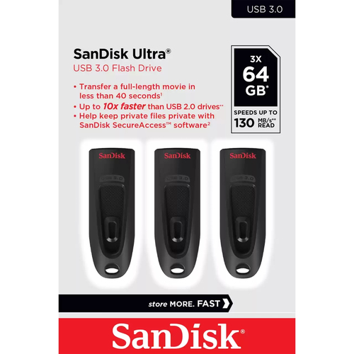 Bild von SanDisk Ultra USB-Stick 64 GB USB Typ-A 3.2 Gen 1 (3.1 Gen 1) Schwarz