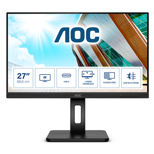 Bild von AOC U27P2CA Computerbildschirm 68,6 cm (27 Zoll) 3840 x 2160 Pixel 4K Ultra HD LED Schwarz
