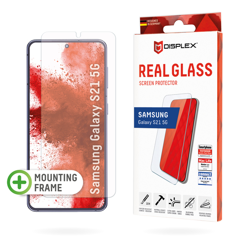 Bild von Displex Panzerglas (10H) für Samsung Galaxy S21 5G, Eco-Montagerahmen, Tempered Glas, kratzer-resistente Schutzfolie, hüllenfreundlich