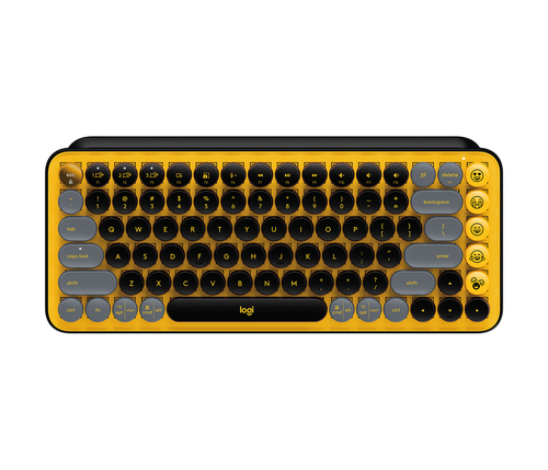 Bild von Logitech POP Keys Wireless Mechanical Keyboard With Emoji Keys Tastatur Universal RF Wireless + Bluetooth QWERTY Spanisch Schwarz, Grau, Gelb