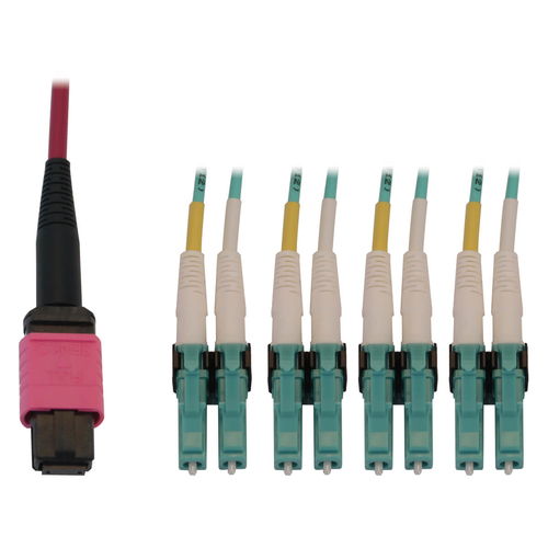 Bild von Tripp Lite N845X-01M-8L-MG InfiniBand/Glasfaserkabel 1 m MPO/MTP 4x LC OFNR Aqua-Farbe, Schwarz, Magenta