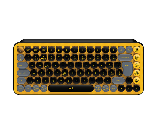 Bild von Logitech POP Keys Wireless Mechanical Keyboard With Emoji Keys Tastatur Universal RF Wireless + Bluetooth QWERTZ Schweiz Schwarz, Grau, Gelb