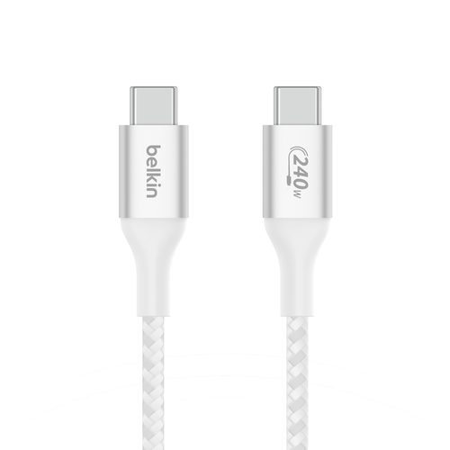 BELKIN 240W BRAIDED C-C CABLE 2M WHT