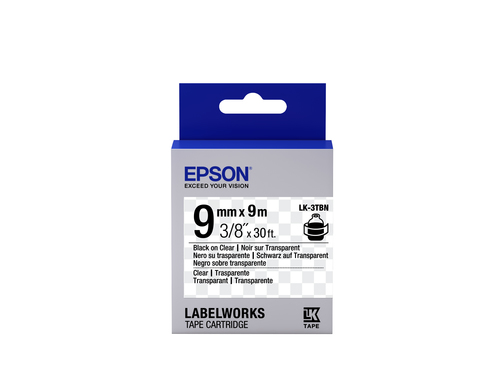 EPSON TAPE LK-3TBN CLEAR BLK-/CLEAR