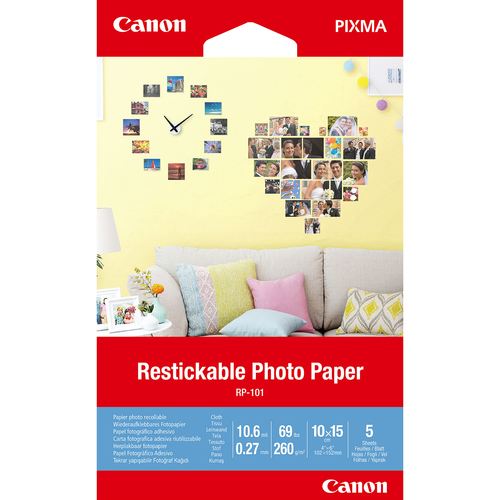 Bild von Canon RP-101 Wiederaufklebbare Foto-Sticker, 10 x 15 cm, 5 Blatt