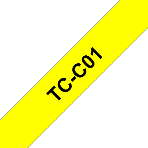 Bild von Brother Gloss Laminated Labelling Tape - 12mm, Black/Signal Yellow Etiketten erstellendes Band TC