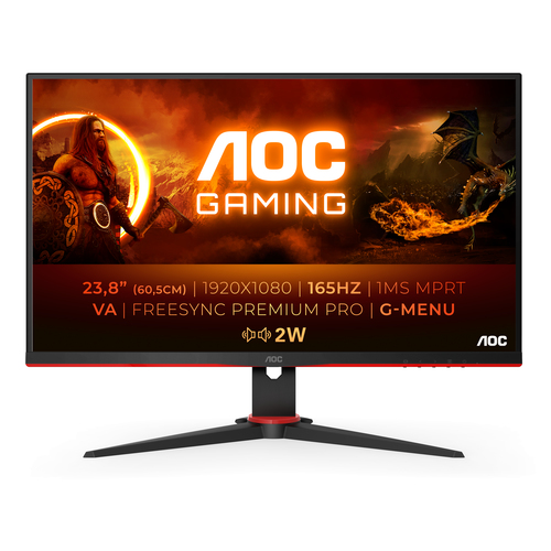 Bild von AOC 24G2SAE/BK Computerbildschirm 60,5 cm (23.8 Zoll) 1920 x 1080 Pixel Full HD Schwarz, Rot