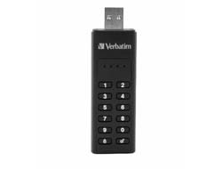 Bild von Verbatim Keypad Secure - USB-3.0-Stick 128 GB - Datenspeicher mit Passwortschutz, inkl. USB-A zu USB-A-Verlängerungskabel - Schwarz