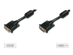 Bild von Digitus DVI Verlängerungskabel, DVI(24+1), 2x Ferrit St/Bu, 2.0m, DVI-D Dual Link, sw
