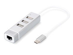 Bild von Digitus USB Type-C™ 3-Port Hub + Fast Ethernet LAN-Adapter