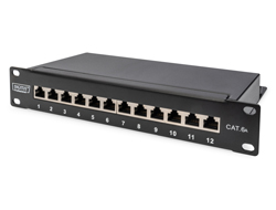 Bild von Digitus Cat.6A Patch Panel, geschirmt, 12-Port, 1HE, 10&quot;, schwarz