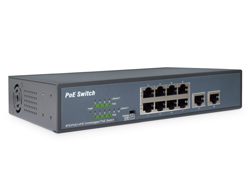 Bild von Digitus 8-Port Fast Ethernet PoE Switch, 19 Zoll, Unmanaged, 2 Uplinks