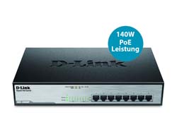 Bild von D-Link DGS-1008MP Netzwerk-Switch Unmanaged Gigabit Ethernet (10/100/1000) Power over Ethernet (PoE) 1U Schwarz