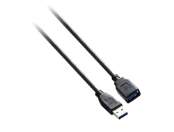 Bild von V7 USB Kabel USB 3.0 A (f) auf USB 3.0 A (m), schwarz 1.8m 6ft